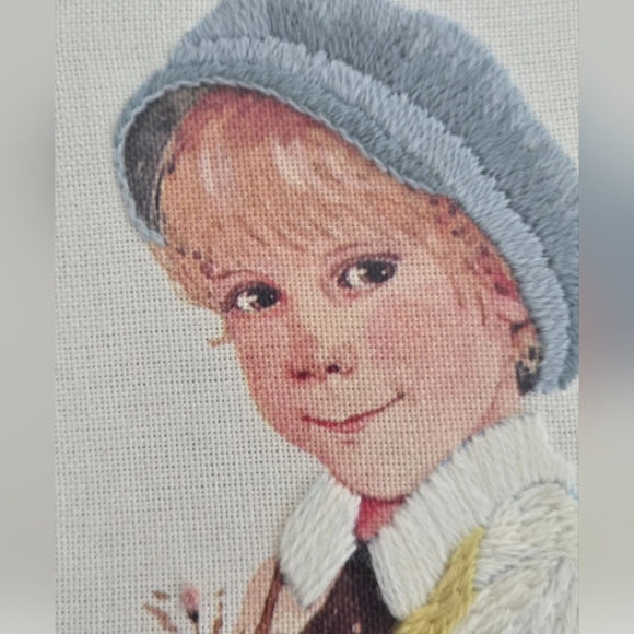 Vintage Jan Hagara SPRING AND LANCE Handmade Needlepoint Framed Completed 1970s - Picture 4 of 5